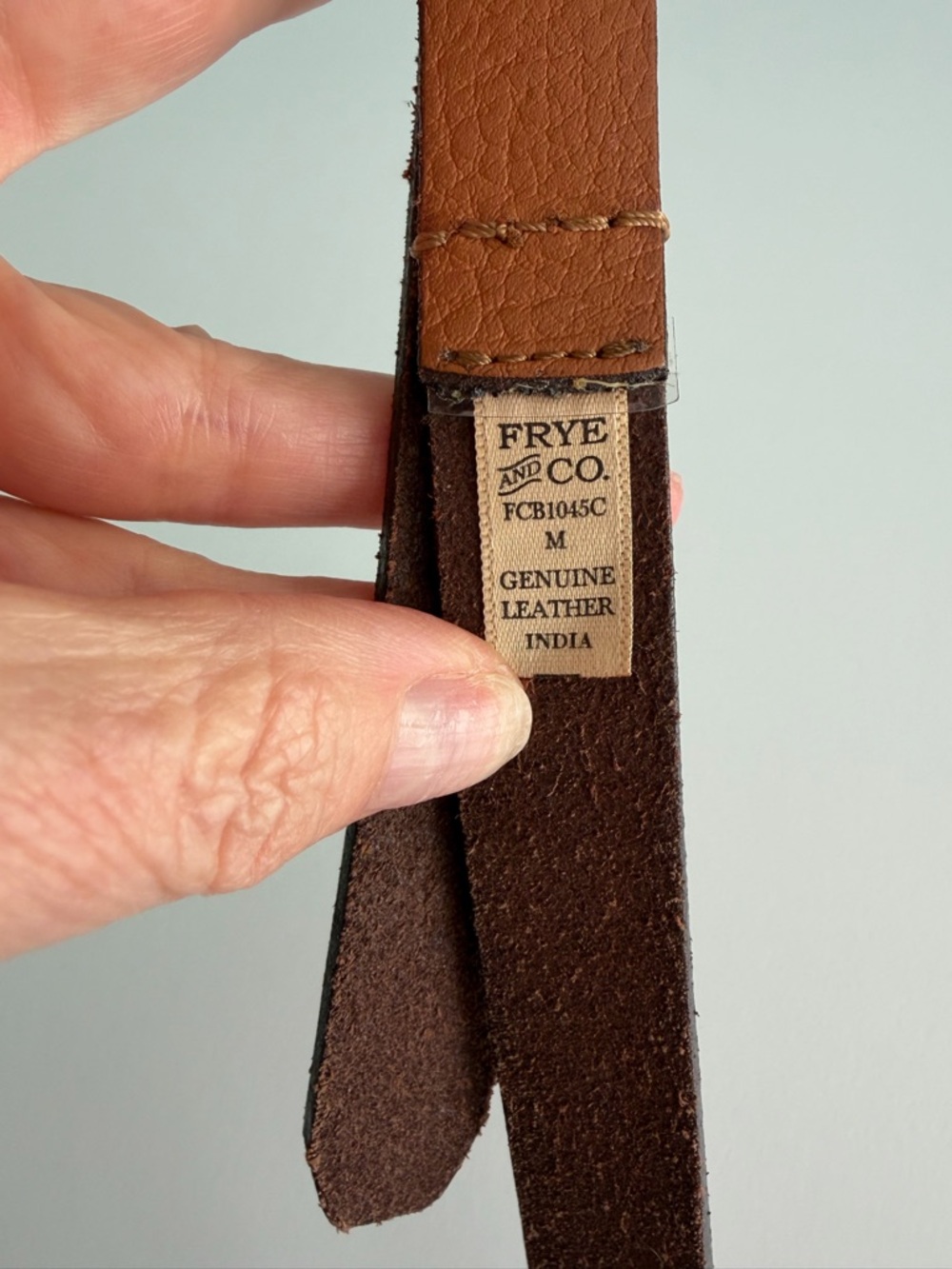 Frye Classic Tan Leather Skinny Belt - Women Accessories Size M - Picture 3 of 3
